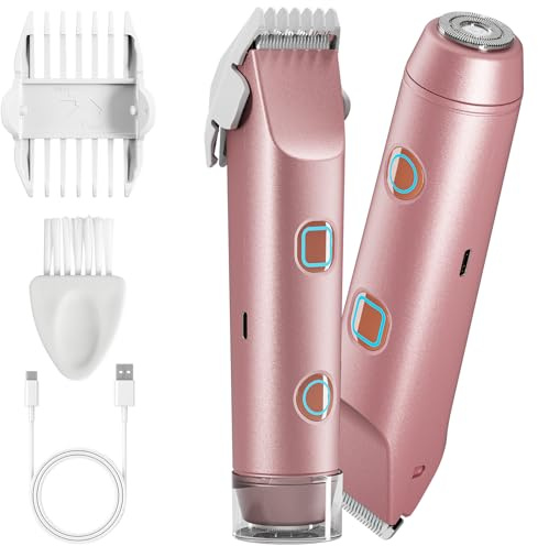 Afeitadoras para mujer 2 en 1, cortapelos bikini para mujer IPX7 resistente al agua, cortapelos púbicos para mujer, uso húmedo y seco, afeitadora eléctrica sin dolor para el cuerpo, brazos, piernas
