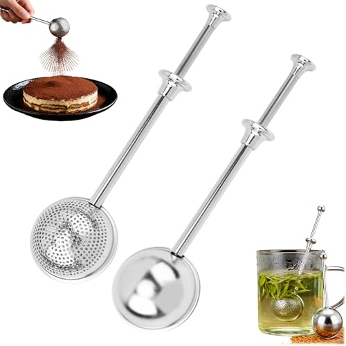 2 Stück Teezange, Teeei für Losen Tee mit Teleskopgriff, Teesieb für Losen Tee mit Rostfreiem Griff, Teesieb für Tasse für Tee und Gewürze, Siebzange für Teeliebhaber