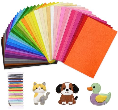 ITClosud Filz 40 Farben Bastelfilz, 20 x 30 cm Farbig Filz Blätter, DIY Handwerk Stoff Filzplatten, Kinder Vliesstoff Stoff Filzplatten für Kunsthandwerk zum Nähen und für Patchworkarbeiten (Farbe)