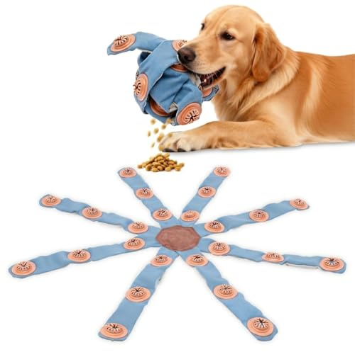 Frank The Dogtopus Hundespielzeug Unzerstörbar Interaktives Leckerli-Spender-Gehirnspielzeug mit Barrieren Intelligenzspielzeug Stacheln und Gedrehten Fallen für kleine Mittelgroße und Große Hunde