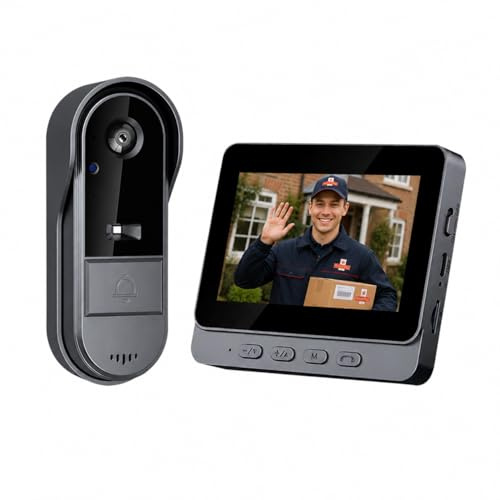 TKMARS Wireless Video Doorbell with Screen, No WiFi No App Needed, 4.3 Inch Monitor, Two-Way Audio, HD Night Vision, 170° Wide Angle, Battery Powered, IP65 Waterproof Door Camera for Home Security