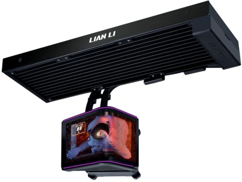 Lian Li HydroShift II OLED Curved 360 Fanless Black | 360 mm AIO Liquid Cooler without Fans – Curved OLED Display and Full Custom Cooling Freedom