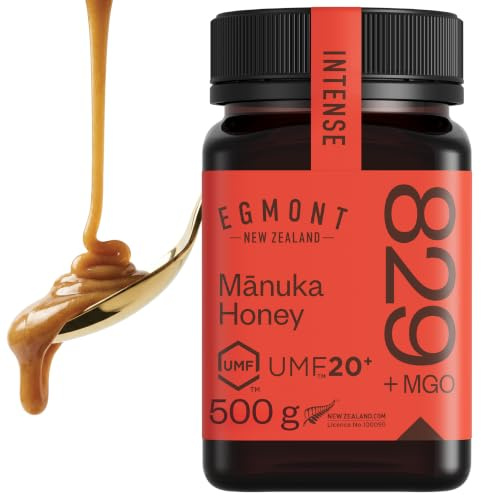 Egmont Honey Manuka-Honig MGO 829+, UMF 20+ aus Neuseeland (500g) | Hohe Stärke | Roh & Nicht Pasteurisiert | Monofloral | Rückverfolgbar vom Bienenstock bis ins Glas | Nachhaltig hergestellt
