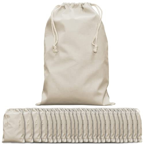 Zuziehbeutel Baumwollbeutel 25 Stück 30 x 45 cm - Rucksack Stofftasche | Turnbeutel Bag, Beutel, Reise Haushalt, Jutebeutel zertifiziert Stoffbeutel Einkaufsbeutel mit Kordelzug zum bemalen in Natur