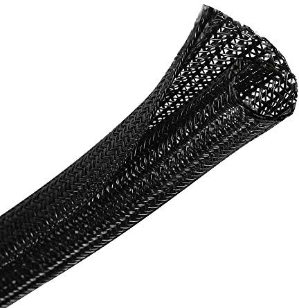 CrocSee 25ft - 1/2 inch Braided Cable Management Sleeve Cord Protector - Self-Wrapping Split Wire Loom for TV/Computer/Home Theater/Engine Bay - Black