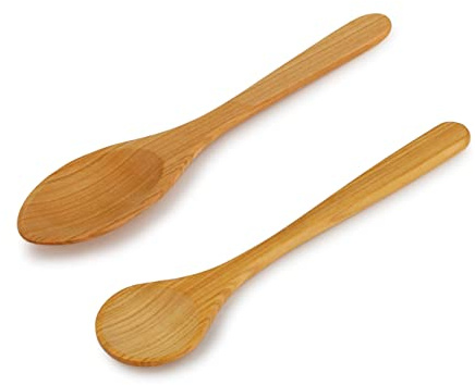 Linnuo Kochlöffel Holz Set 30cm - Schutz vor Kratzer für Topf Pfanne - Küchenhelfer Set aus edlem Kirschholz - Hitzebeständig Antibakteriell - 100% EU Naturprodukt - Kochen Plastikfrei & Gesund