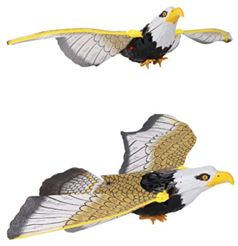 Spaventapasseri repellente per uccelli d'aquila appesi Falco Uccello luminoso con musica Uccello volante per cicatrizzare Uccelli, scoiattoli, topi, conigli Altri roditori-43 * 25 cm (2 PCS)