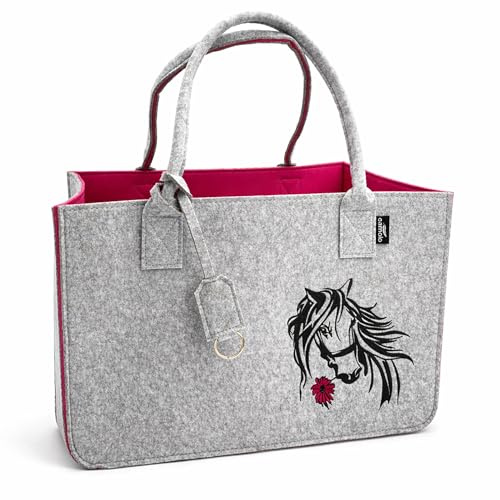 camolo Filztasche COW Große Einkaufstasche 40x27x27cm Aufbewahrungstasche Kaminholztasche Filz Tasche Shopping-Bag Mit Tragegriff