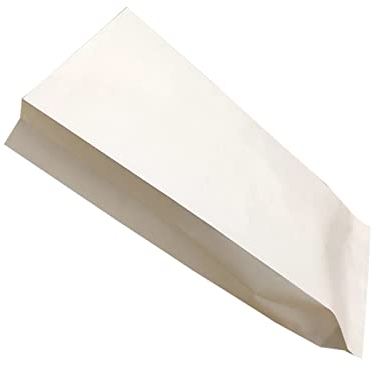 100 Stück Flachbeutel Geschenktüten Papier, Mini Kraftpapiertüten Kraft Umschlag Klein Kraftpapiertüten Mini Papiertüten für Bäckereitüten Kuchen Schmuck Samentüten Candy Tüten-Weiß-14x4x25cm
