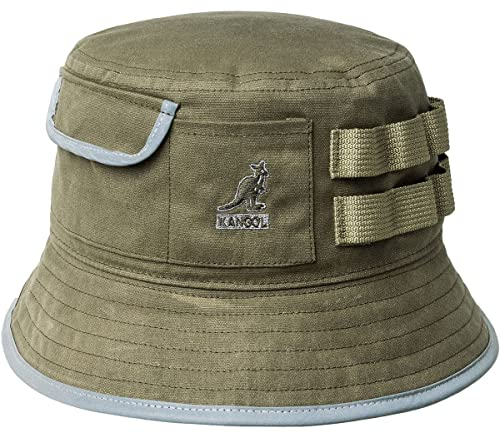 Kangol Waxed Utility Bucket Baumwollhut Stoffhut Anglerhut Sommerhut Sonnenhut Damen/Herren - Sommer Frühling-Sommer - M (56-57 cm) Oliv