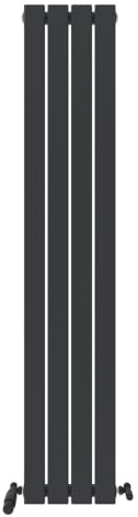 iBathUK Apex Wall Mounted Vertical Single Slim Flat Panel Radiator, Modern Designer Radiator for Bathroom, Bedroom, Living Room in Matt Anthracite, 1600mm x 304mm