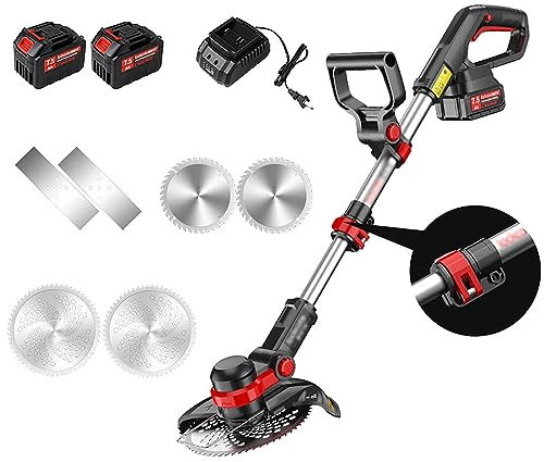 BebeXi push along lawn mower manual mower Cordless Lawn Mower, Adjustable Telescopic Pole 90° Rotatable 20V7.5Ah Battery Home Lawn Mower