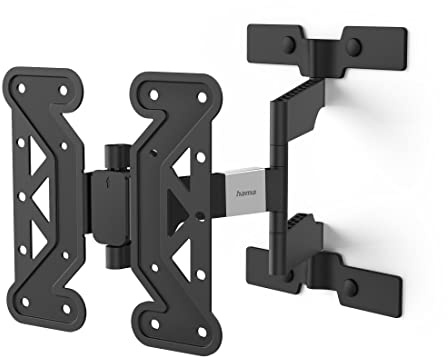 Hama TV Wandhalterung schwenkbar, neigbar, Slim, 19-48 Zoll, bis 25kg | TV Wandhalterung schwarz, VESA 100x100 bis VESA 200x200, 3 Gelenke, mit fischer-Dübeln & Bohrschablone