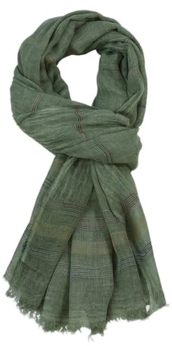 Herrenschal Gestreifter Schal mit Fransen Baumwollleinen Weichem Langer Schal Herren Halstuch Stola für Herbst und Winter, 190 * 90cm