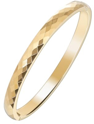 MILAKOO 4/6mm Damen Armreif Edelstahl Schmuck Damenarmbänder Glatt Poliertes Ovales Armband Polygonale Reflektierende Oberfläche(Gold/Silber)