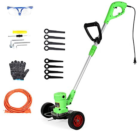 Tagliaerba Plug-in, con cavo di alimentazione da 20 m Tagliaerba piccolo per uso domestico con rullo Tagliaerba a spinta manuale regolabile a 3 velocità Tagliaerba portatile ad alta potenza da 680 W