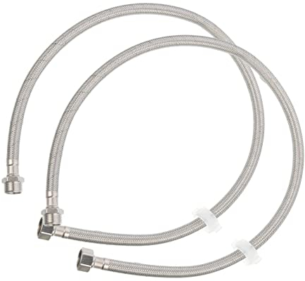 BESTonZON 2pcs 80cm Stainless Steel Washing Machine Hose Extension 1/2 Inch Braided Washer Hose Anti-Burst Water Supply Line for Washer and Dishwasher