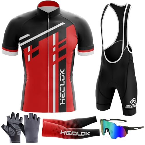 Herren Kurzarm Fahrrad Trikot Set,2024 neu Radtrikot Set Herren Kurzarm mit Atmungsaktiv Schnell Trocknend Radtrikot Mit 9D Sitzpolster für MTB Rennrad Fahrradbekleidung Set (TYP-9,5XL)