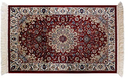 SaRani Klassischer Teppich Orientalisch Fransen Gold Dekor Blau Bordeaux Grün (160x230 cm, Bordeaux)