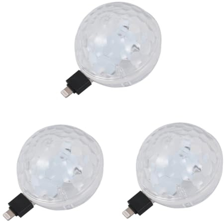 HEMOTON Petit 3 Pièces Mini lumière LED de scène portable pour avec Apple Jack lumière stroboscopique RVB allumer une boule disco lampe stroboscopique voiture lumières de karaoké USB DJ