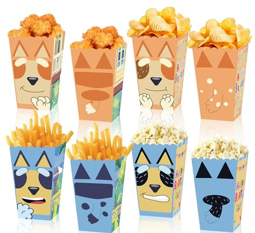 Caja de Palomitas de Maíz,Bolsas Bolsa de Palomitas 12 Piezas Caja de Fiesta de Palomitas Contenedor de Dulces para Los Bocados del Partido Los Dulces Las Palomitas y Los Regalos,Bluey