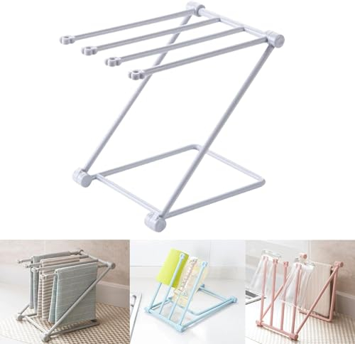 Velae Support pour torchon de vaisselle, cintre pliable pour cuisine, salle de bain, buanderie, porte-serviettes multifonction autoportant, petit égouttoir à serviettes (gris)