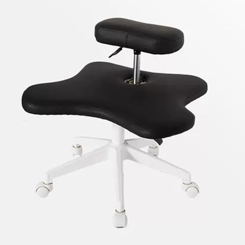 YUGXTH Ergonomischer Kniestuhl, Verstellbarer Kniehocker mit Rollen, Orthopädischer Kniestuhl mit Memory-Schaum-Kissen, Haltungskorrekturstuhl mit 360° Rotationsrollen, für Heim & Büro (Color : Black