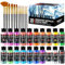 Fantastory Acrylfarben Set Metallic,60ml,20 Farben irideszent,12 Pinsel,wasserfeste,nicht verblassende,ungiftige Acrylfarbe,für Leinwand,Holz,Modelle; Künstler,Profis,Anfänger [Professionelle]