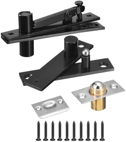 QUARKZMAN Puerta Pivotante Bisagras Ocultas Puerta Bisagras para Madera Puertas 360 Grados Inoxidable Acero Negro 1 Juego