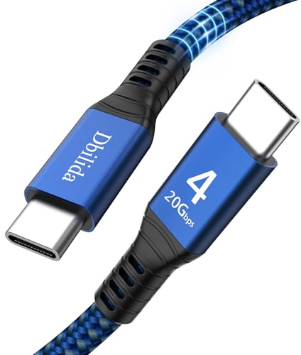 Dbilida Câble Thunderbolt 4 100 W 5 m, 20 Gbps USB 4 K @ 60 Hz, PD 3.0 compatible avec Thunderbolt 3, USB C pour iPhone 17, Hub, Dock, MacBook, SSD, eGPU, Surface Pro, Mac mini M4 / M4 Pro