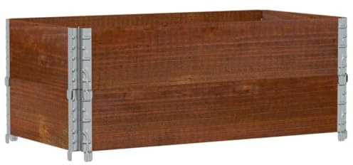 vidaXL Paletten Aufsatzrahmen 2 STK., Palettenrahmen Hochbeet, Holzrahmen Stapelbar Faltbar, Stapelrahmen Gartenbeet, Braun Massivholz Kiefer