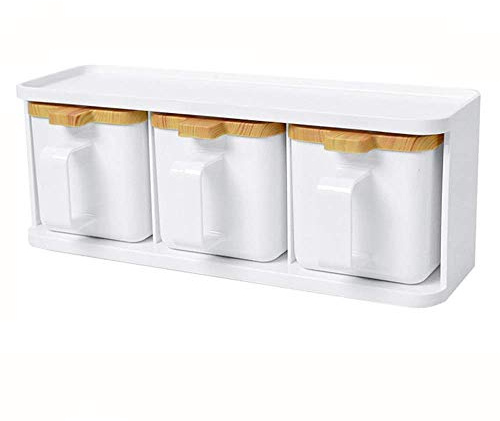 HAODUOO Gewürzglas-Gewürzbehälter – Gewürzbox-Set, Salz, Zucker, Gewürze, Pfeffer, Gewürzbehälter, Küchen-Menage, Gewürze, Werkzeuge, Set mit 3 Gläsern