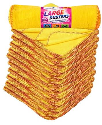 HOMESHOPA Yellow Dusters Cleaning Cloth, 20 Pack Large Cotton Multipurpose Absorbant Kitchen Towel Cloth for Polishing, Dusting, Household Furniture Window Car Cleaning, Washable Reusable, 30 x 33cm
