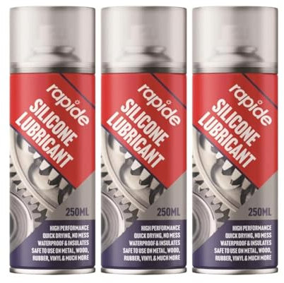 DIOXSTAR Silicone Lubricant Spray, High Performance, Fast Drying, Safe to Use on Metal, Rubber, Wood, Vinyl and Wood, Multi-Purpose, Reduce Friction, 250ml (3 PCS)