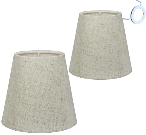 Sinta 2 Pack Lampenschirme Stoff Moderne Ersatz Lichtschirm E14/E27 Ersatzschirm Klein hängelampe für Kerze Kristall Kronleuchter Candle Light Wand Licht Tischleuchte,Linen