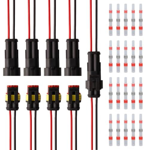 Sealed Waterproof Electrical Connector Plug Socket Kit,2 Pin Car Waterproof Electrical Connector,Waterproof Connector Automotive Wire,Car Auto Waterproof Electrical Connector with 20 Solder Terminals