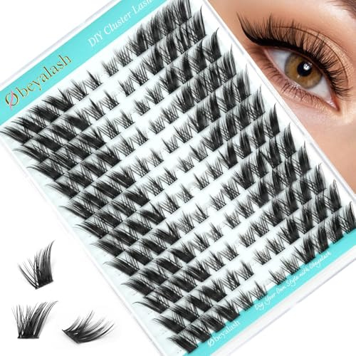 Obeyalash Fox Eye Cluster Lashes Extensions, 144 stycken, individuella ögonfransar, enkel gör-det-själv hemma, konstgjorda ögonfransar för nybörjare, kvinnor och flickor