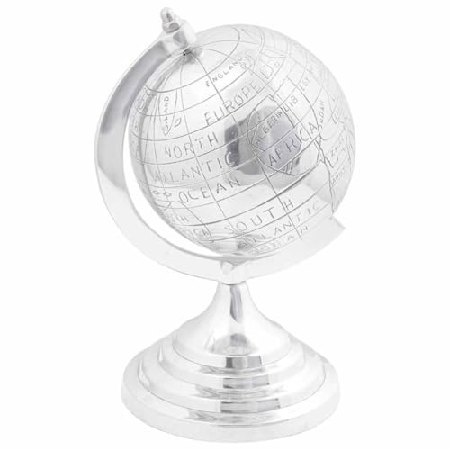 vidaXL Skulptur Silber 16,5 x 14 x 26 cm Aluminium, Kunst Deko, Moderne Skulptur, Wohnzimmer Akzent, sphärisches Stück, Aluminium Display, stylische Inlays