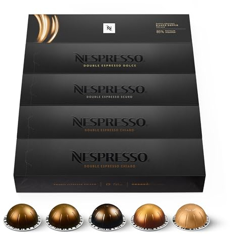 Nespresso Vertuo - Assortiment Double Espresso - 50 Capsules Café | Compatible avec les machines Nespresso Vertuo - Format 80 ml - Sélection de 50 capsules espresso pour dégustation quotidienne