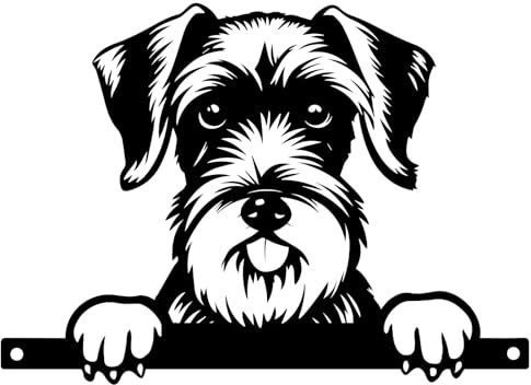 Peeking Schnauzer Fence Topper 32x22cm Black Metal Dog Head Silhouette Garden Decoration