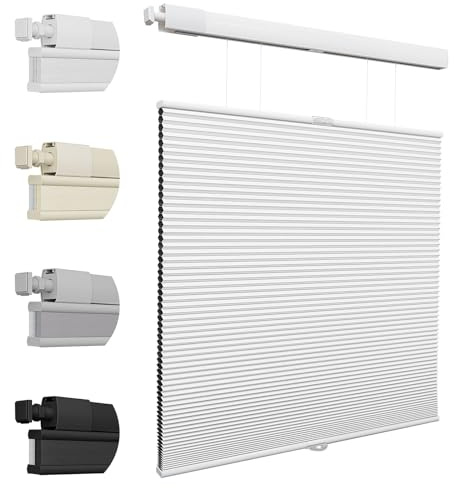 Keego No Drill Blinds Blackout Top Down Bottom Up Pleated Blinds Thermal Cordless Cellular Shades for Windows (White, Custom Size)