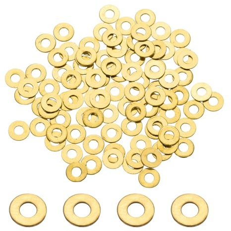 PATIKIL 200 Stück M2 Messing Unterlegscheiben, 2mm ID x 5mm AD x 0.4mm D Kupfer Flach Unterlegscheiben Dichtringe Kupferringe Crush Washer für Schrauben Bolzen Fabriken Projekte