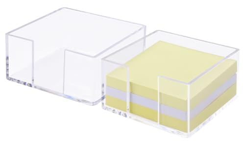 Modixun Acryl-Haftnotizhalter, 8,3 x 8,3 cm, rutschfest, kristallklar, Haftnotizen, Organizer, Spender, Memo-Notizblock-Halter für Schreibtisch, Büro, Zuhause, 2 Stück