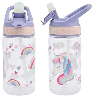 Polar Gear 430ml Kids Bottle with Easy Open Flip Cap - BPA Free, Spill-Proof Soft Spout, Secure Screw Cap Closure, Suitable for Ages 48 Months and Up - Unicorn, Purple