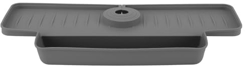 Glomora Silicone Foldable Faucet Handle Drip Catcher Tray, Splash Blocking Draining Rack Storage Mat, for Kitchen Sink & Bathroom Washbasin (Grey)