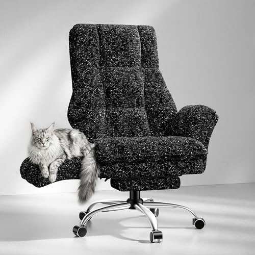 HOMRELEXA Bürostuhl mit Fußstütze, 135° für Home Office, Galaxieschwarz | Weichen Armlehnen und breitem Sitz für Arbeit, Extra breiter Sitz für Schneidersitz, Lesen und Relaxen.