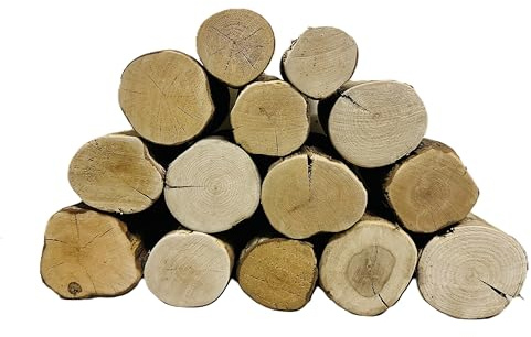 Natural Decorative Round Kiln Dried Hardwood Logs, Mixed Diameters (4cm-16cm), 20cm Lengths, Sawn Ends, Bug Free, Rustic Firewood for Decorative Walls, Fireplaces, Coverage 40cm x 32cm (0.12m2)