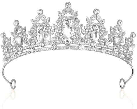 AOOSA Diademe Femme, Couronne Gateau Princesse Strass, Argent