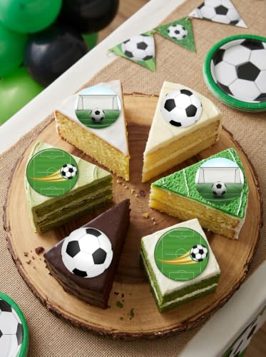 Anglesit Pre-Cut Football Edible Rice Wafer Paper Cupcake Toppers Cake Decorations Birthday Party Edible Ball Pitch Soccer Sports Decoration (Football 2)