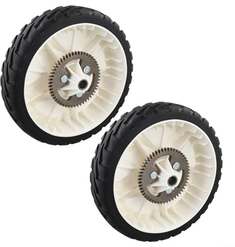 Lot de 2 roues motrices arrière pour tondeuses à gazon Toro de 55,9 cm, 20,3 cm de diamètre, 5,1 cm de largeur avec engrenage à 52 dents, alésage de 1,2 cm, pneu en caoutchouc haute traction pièce de